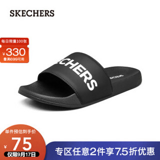 SKECHERS 斯凯奇 Skechers斯凯奇男女同款舒适潮流休闲居家百搭拖鞋 8790108 BLK白色/黑色 41