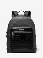 MICHAEL KORS 迈克·科尔斯 Hudson Crocodile Embossed Leather and Logo Backpack