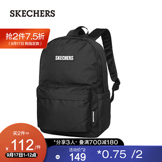 SKECHERS 斯凯奇 Skechers斯凯奇新款男女同款简约实用双肩背包时尚休闲包L319U033 深黑色/002K