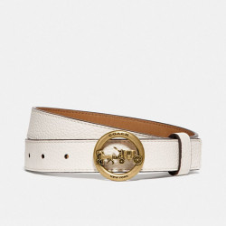 coach蔻驰奢侈品女士金属马车皮带腰带白色皮质f78181b4ovgm