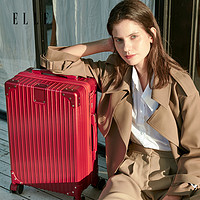 ELLE 她 学生24寸拉链行李箱20寸登机密码箱小型旅行箱女万向轮拉杆箱 黑 20寸