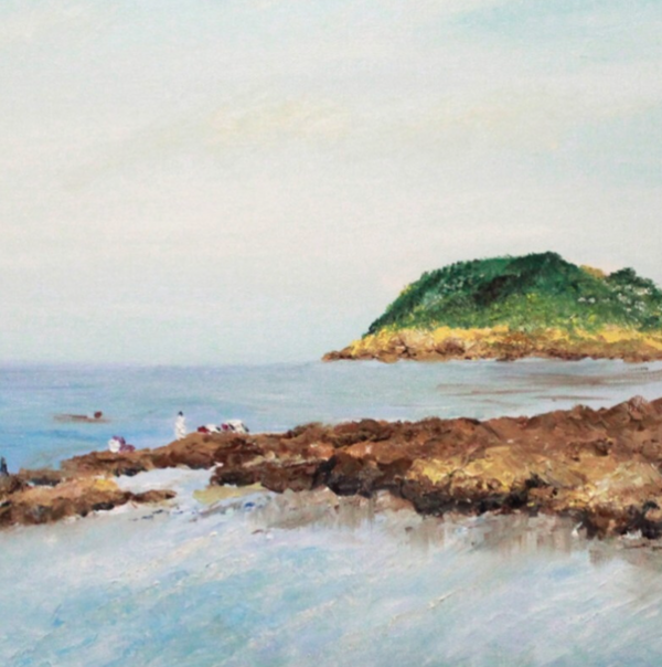 ARTMORN 墨斗鱼艺术 甄钟熙 海边风景油画《夏日惬意》60x80cm 布面油画 手工画框装裱