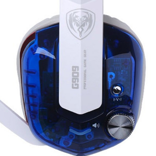 SOMiC 硕美科 G909 蓝晶版 耳罩式头戴式有线耳机 蓝色 USB口