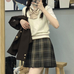 春日制服部 jk制服 圣中女子高 百褶格裙