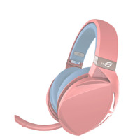 ROG 玩家国度 聚变300 耳罩式头戴式有线耳机 樱花粉 3.5mm/USB口