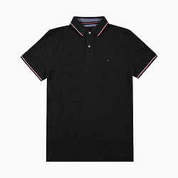 TOMMY Tommy  男士左胸logo领口条纹短袖Polo衫