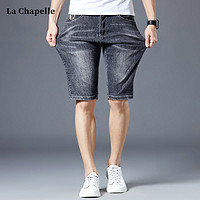 La Chapelle 拉夏贝尔 男士牛仔短裤直筒宽松韩版潮流夏季薄款潮牌五分裤5分裤