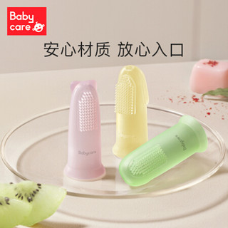 babycare 婴儿手指套牙刷婴幼儿童硅胶软毛宝宝乳牙刷 BC2103046卡通硅胶指套牙刷2个装 卡西亚猫 山多夫狗