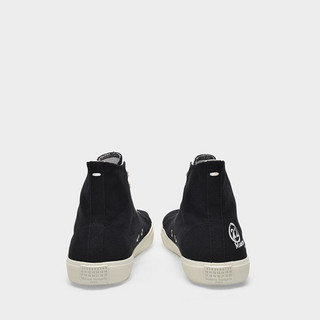 马吉拉Maison Margiela Tabi Sneaker 高帮帆布分趾运动鞋平底鞋（EU38、黑色）