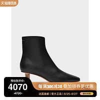 马吉拉 MM6 Maison Margiela Bottines 黑色皮质低跟踝靴正品（EU37、黑色）