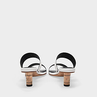 马吉拉 MM6 Maison Margiela Sandales 白色皮质低跟凉鞋正品(EU40、白色)