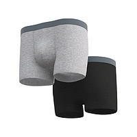 棉花史密斯 男士莫代尔平角内裤套装 2条装(黑色+灰色)