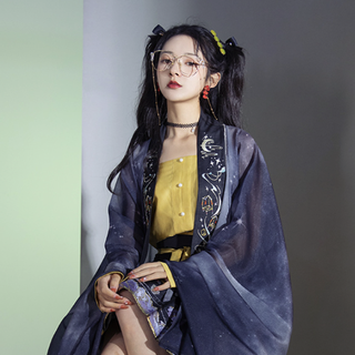 重回汉唐 改良 明制汉服 天在水 女士短马面裙 HFUY2959 黑色 XL