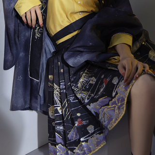重回汉唐 改良 明制汉服 天在水 女士短马面裙 HFUY2959 黑色 XL