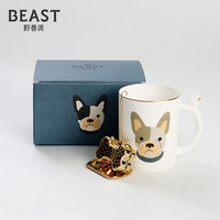 THE BEAST 野兽派 法斗骨瓷马克杯 狗狗印花杯子带茶漏 生日礼物女 古典造型杯-骨瓷法斗