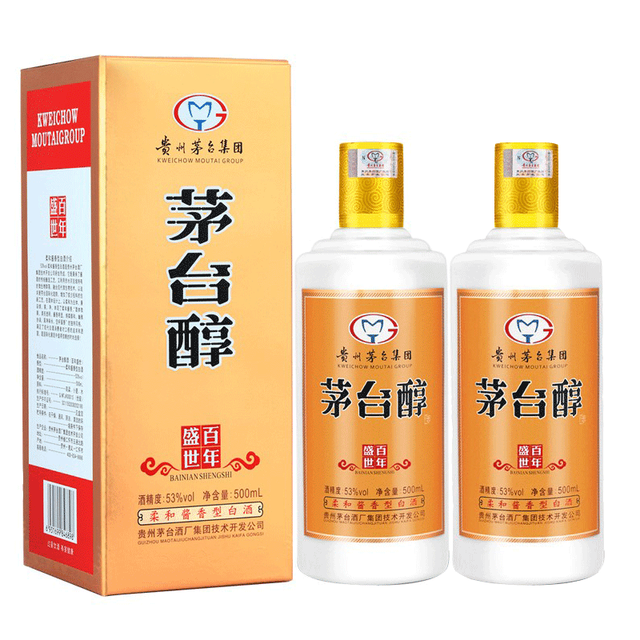 MOUTAI 茅台茅台醇百年盛世53%vol 柔和酱香型白酒500ml*2瓶双支装