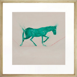 Ben Art Gallery 本艺术空间 沈周来 写实动物小马数码版画《警觉的梦》50x50cm 水彩纸 原木色画框