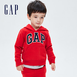 Gap 盖璞 男女幼童LOGO碳素软磨抓绒运动卫衣749396秋冬新款童装连帽衫