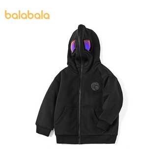 balabala 巴拉巴拉 男童面具连帽棉服 黑色  90cm