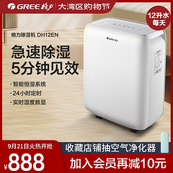 GREE 格力 除湿机DH12EN家用小型卧室静音潮湿除湿器房间睡房干燥机抽湿