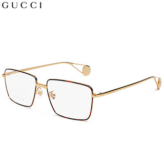 GUCCI 古驰 眼镜框女 镜架 透明镜片金色镜框GG0439O 004 53mm