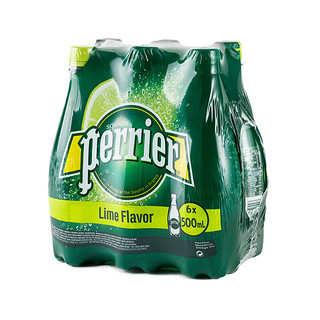 perrier 巴黎水 充气天然矿泉水 青柠味 500ml*6瓶