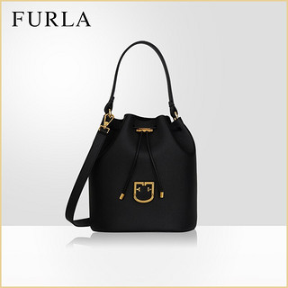 FURLA芙拉 FURLA CORONA S DRAWSTRING春夏小号水桶包送女友 黑色