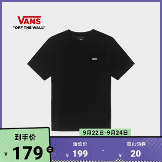 VANS 范斯 Vans范斯官方 黑色经典LOGO男女情侣短袖潮流T恤