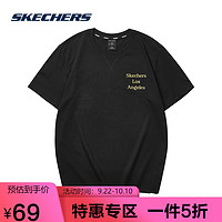 SKECHERS 斯凯奇 Skechers斯凯奇T恤男 2021年春夏新款 英文后背印花图案个性短袖L121M206
