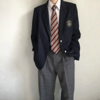 Anzmo贩卖元气 JK制服 日系学院风 徽章DK绀色西装外套