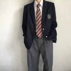 Anzmo贩卖元气 JK制服 日系学院风 徽章DK绀色西装外套