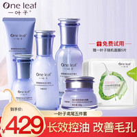 一叶子套装控油补水鸢尾精粹护肤品礼盒清爽补水保湿水乳学生男女改善暗沉春夏护肤品化妆品 5件套:洁面+水+乳+精华+霜