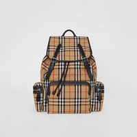 博柏利 BURBERRY 男士古典黄色The Rucksack - 大号 Vintage 格纹拼皮军旅背包 40773921