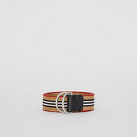 博柏利 BURBERRY 男士古典黄色标志性条纹双 D 型环腰带 80082241 90