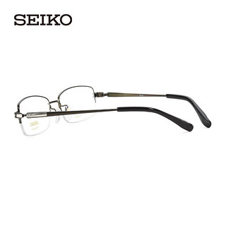 SEIKO 精工 镜架 男士商务近视眼镜大码半框钛材眼镜HT01080 76枪灰