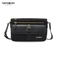 Samsonite 新秀丽 单肩包 包包女小包百搭牛皮革斜挎包 黑色 NO4*09003