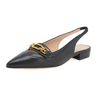 巴利 BALLY 女士黑色羊皮饰马衔扣露跟芭蕾舞平底鞋 DIANET FLAT 00 0100 BLACK 39