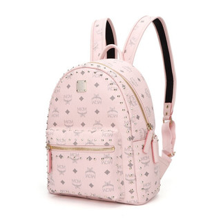 MCM 奢侈品 女士Stark Visetos系列粉色人造革迷你铆钉双肩背包 MMKAAVE03QH001