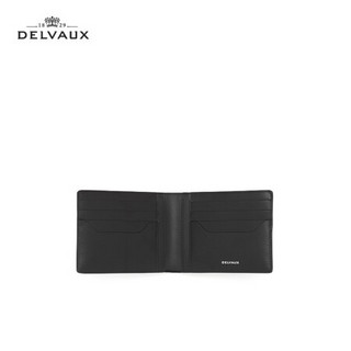 Delvaux 经典系列男士对折钱包卡包零钱包 黑色