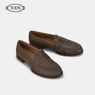 托德斯 TOD'S官方2021春夏新品男士牛皮乐福鞋莫卡辛鞋 灰色 38.5