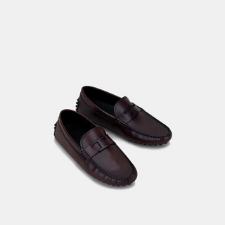 托德斯 TOD'S2021春夏新品男鞋男士牛皮豆豆鞋英伦潮流 褐色 42.5