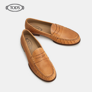 托德斯 TOD'S官方2021春夏新品男士牛皮乐福鞋莫卡辛鞋 灰色 38.5