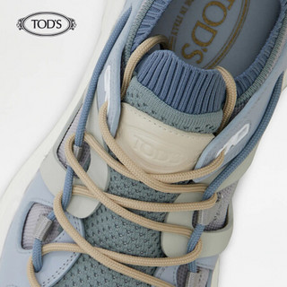 托德斯 TOD'STOD'S官方2021早春新品牛皮拼科技织物运动鞋女鞋 蓝灰色 41