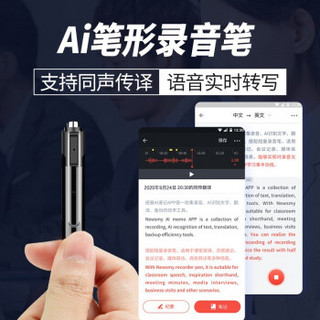 Newsmy 纽曼 AI智能APP多麦降噪笔形录音笔RV100 32G+云存储语音牙翻译黑色