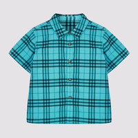 博柏利 BURBERRY 男童浅薄荷色短袖格纹棉质衬衫 80077801 2y