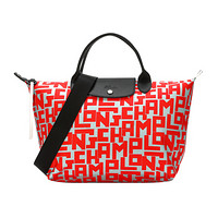 LONGCHAMP 珑骧 女士LE PLIAGE AUTOMNE/HIVER 灰红拼色中号短柄织物手提单肩斜挎包 L1515 412 H08