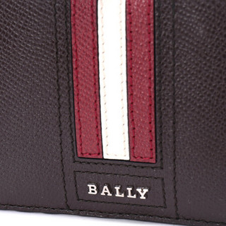 BALLY 巴利 男士咖啡色红白条纹皮质零钱包卡包卡夹 TENLEY LT 21 6221813