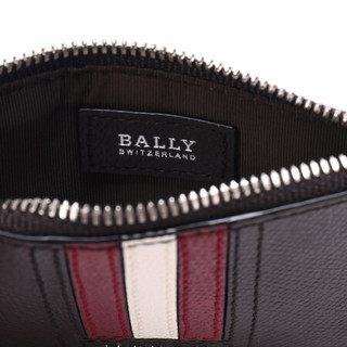 BALLY 巴利 男士咖啡色红白条纹皮质零钱包卡包卡夹 TENLEY LT 21 6221813