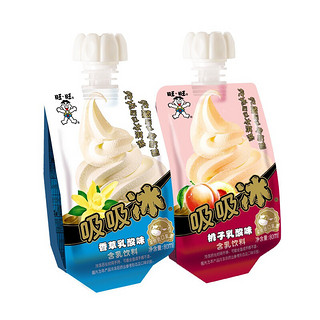 Want Want 旺旺 吸吸冰香草+桃子味80ml*4袋可吸冰淇淋碎冰冰棒含乳饮料