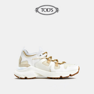 托德斯 TOD'S官方2021春夏新品女鞋女士皮革拼科技织物运动鞋 白色 42